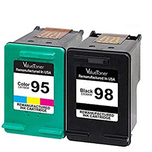 Compatible 2 Pack HP 98 C9364WN Black 95 C8766WN Tri-Color Inkjet Cartridges
