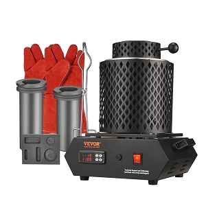 Gold Melting Furnace, 1350W Electric Digital Smelting Furnace, 2102?/1150? Electric Melting Furnace with 1kg and 3 kg Graphite Crucibles for Melting Gold, Silver, Copper, Aluminum
