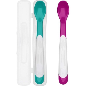  OXO Tot - Infant Feeding Spoon with Case On-The-Go,Teal & Pink 