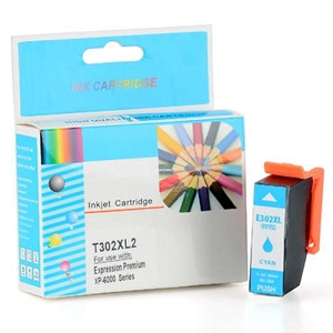 Compatible Epson 302XL T302XL220 Cyan High Yield Inkjet Cartridge Expression Premium XP-6000, XP-6100 Small-in-One