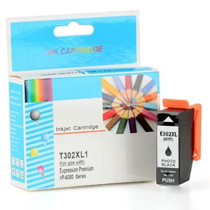 Compatible Epson 302XL T302XL120 Photo Black High Yield Inkjet Cartridge Expression Premium XP-6000, XP-6100 Small-in-One