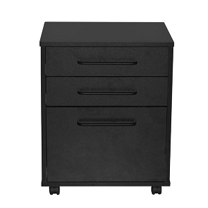 3-Drawer Wood Mobile File Cabinet with Casters for A4/Letter/Legal - Moustache - Black