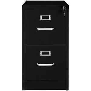 2-Drawer Steel File Cabinet with Lock for A4/Letter/Legal - Moustache - BLACK