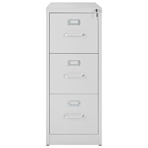 3 Drawer Storage Cabinet with Lock, Metal Document Organizer for Home Office - Moustache - White