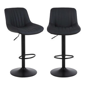  Adjustable Bar Stools Set of 2, Swivel Counter Height Barstools with Back - Moustache- Black 