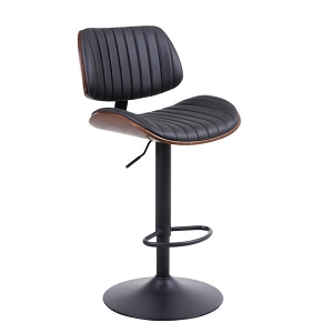  Industrial Swivel Upholstered Bar Stools with Backs & Foot Ring, Adjustable Height - Moustache