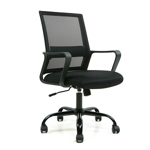 Mid-Back Adjustable Height Ergonomic Task Office Chair with Lumbar Support - Moustache- Black 