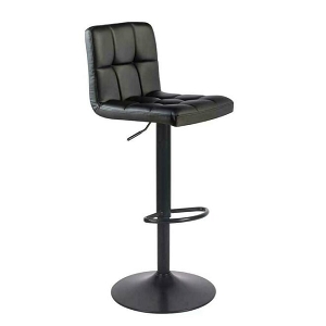  Swivel Adjustable Bonded-Leather Bar Stool - Moustache- 1/Pack, Matte Black 