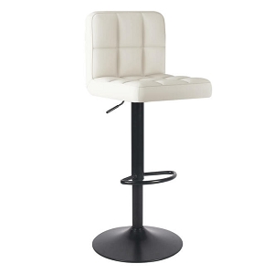  Swivel Adjustable Bonded-Leather Bar Stool - Moustache- White, 1/Pack 