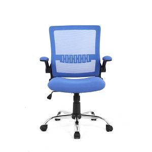 Colorful Mesh Office Chairs with Flip Up Arms, Mid Back - Moustache- Blue 