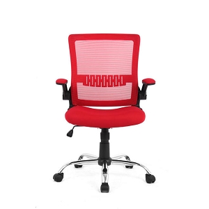 Colorful Mesh Office Chairs with Flip Up Arms, Mid Back - Moustache- Red 