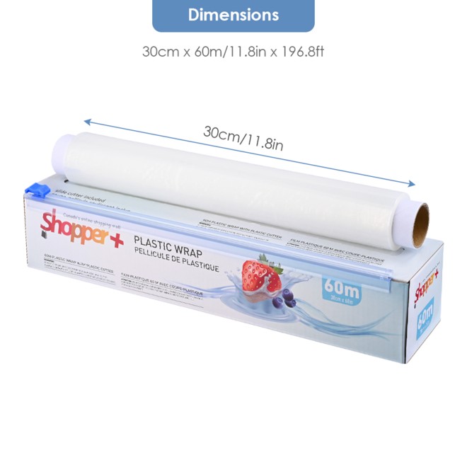 Cling Seal Plastic Food Wrap, BPA-Free, Strong Cling, Microwave-Safe - Shopper+