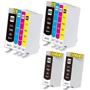Compatible 10 Pack Epson T802XL  Ink Cartridge High Yield Combo BK/C/M/Y For WorkForce Pro WF-4720, WF-4730, WF-4734 & WF-4740