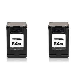 Compatible 2 Pack HP 64XL N9J92AN Black High Yield Ink Cartridge