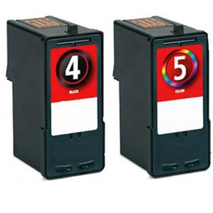 Compatible 2 Pack Lexmark 4 18C1974 Black and Lexmark 5 18C1960 Tri-Color Ink Cartridges X4690 X5690 X2690