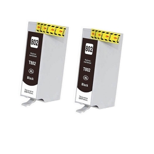 Compatible 2 Pack Epson T802XL120-S  Black Ink Cartridge High Yield For WorkForce Pro WF-4720, WF-4730, WF-4734 & WF-4740