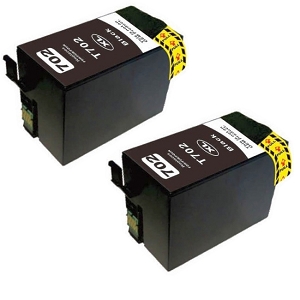 Compatible 2 Pack Epson T702XL T702XL120-S Black High Yield Inkjet Cartridge WorkForce Pro WF-3720 WF-3730 WF-3733
