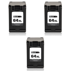 Compatible 3 Pack HP 64XL N9J92AN Black High Yield Ink Cartridge