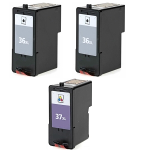 Compatible 3 Pack Lexmark 36XL 18C2170 Black and Lexmark 37XL 18C2180 Tri-Color Inkjet Cartridges X3650 X4650 X5650 X6650 X6675 Z2420