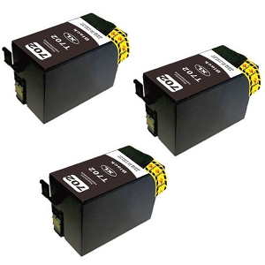 Compatible 3 Pack Epson T702XL T702XL120-S Black High Yield Inkjet Cartridge WorkForce Pro WF-3720 WF-3730 WF-3733