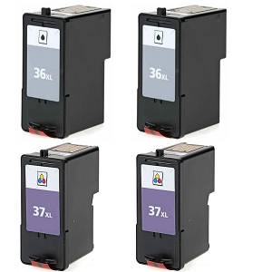 Compatible 4 Pack Lexmark 36XL 18C2170 Black and Lexmark 37XL 18C2180 Tri-Color Inkjet Cartridges X3650 X4650 X5650 X6650 X6675 Z2420