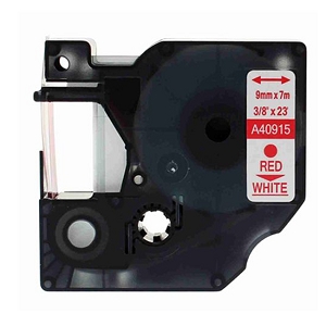 Compatible Dymo 40915 9mm Red on White D1 Label Tape, 