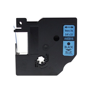 Compatible Dymo 40916 9mm Black On Blue D1 Label Tape, 