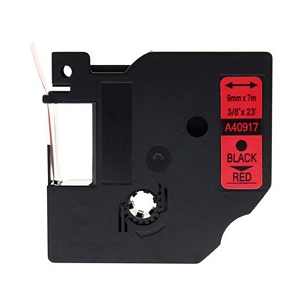 Compatible Dymo 40917 9mm Black On Red D1 Label Tape, 