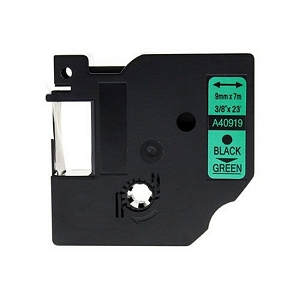 Compatible Dymo 40919 9mm Black On Green D1 Label Tape, 