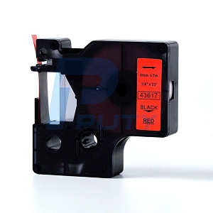Compatible Dymo 43617 6mm Black On Red D1 Label Tape, 