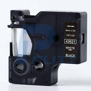 Compatible Dymo 43621 6mm White on Black D1 Label Tape, 