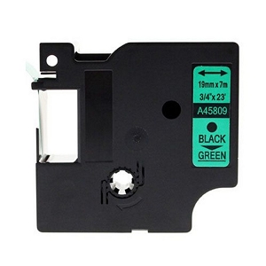 Compatible Dymo D1 45809 19mm Black On Green D1 Label Tape, 