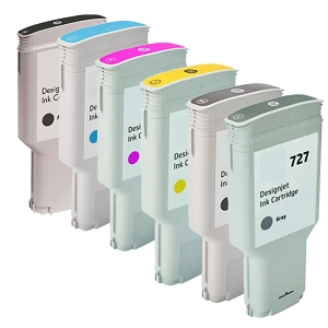 Compatible 6Pack HP 727XL SET (300mL) High capacity PhotoBlack, Matte Black, Gray, Cyan, Magenta, Yellow, for DesignJet series, T920, T1530, T2530