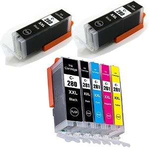 Compatible 7 Pack Canon PGI-280XXL CLI-281XXL Extra High Yield Ink Cartridges
