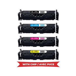 Compatible Canon 069 Toner Cartridge Combo Standard Yield BK/C/M/Y - With Chip, for ImageClass LBP674Cdw, MF751Cdw, MF753Cdw