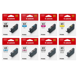 Made By Canon CLI-65 SET 8 Pack Original Ink Cartridge Combo BK/C/M/Y/PC/PM/GY/LGY PIXMA PRO-200, 200S