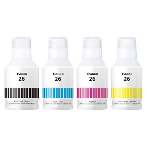 Compatible Canon GI-26 GI26 SET 4 pack  Ink Bottle Combo BK/C/M/Y, for Maxify 6020, 7020