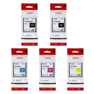 Made By Canon PFI-030 Ink Cartridge Combo MBK/BK/C/M/Y, for ImagePROGRAF TA-20, ImagePROGRAF TA-30