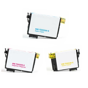 Compatible Epson 222 T222 Color Ink Cartridge Combo C/M/Y, for Expression Home XP-5200, WorkForce WF-2960