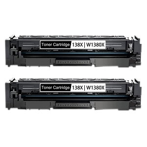 Compatible 2 Pack HP 138X W1380X Black Toner Cartridge High Yield - with Chip, For LaserJet Pro 3001dw, MFP 3101fdw