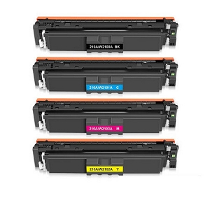 Compatible HP 210A 4 Pack Toner Cartridge Combo High Yield BK/C/M/Y - with Chip - for Color LaserJet Pro 4201dn 4202 4301 4302 4303