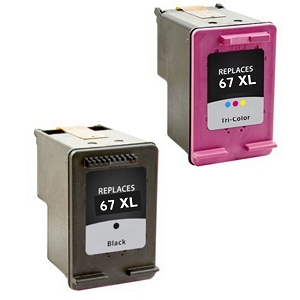Compatible 2 Pack HP 67XL   High Yield Ink Cartridges
