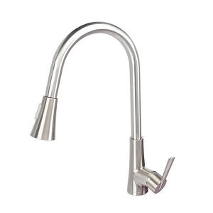 Single-Handle Pull-Down High Arc Sprayer Kitchen Sink Faucet Brushed Nickel - LIVINGbasics
