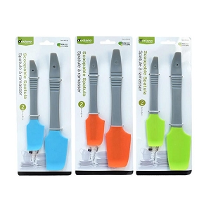 Luciano 2PCS Food Grade Silicone Rubber Spatula Set for Baking, Cooking, 1 Randomized Color Per Pack