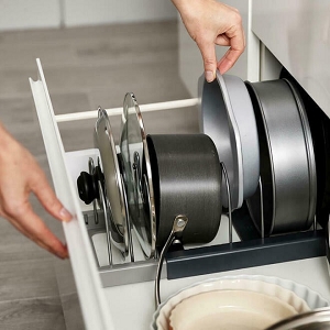 DrawerStore™ Kitchen Expandable Cookware Organizer Rack for Pot Lid - Joseph Joseph