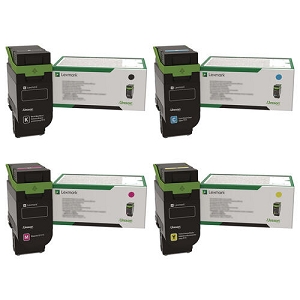 Made By Lexmark 75M1H SET 4 Pack Black, Cyan, Magenta, Yellow, Return Program Toner Cartridge Combo High Yield