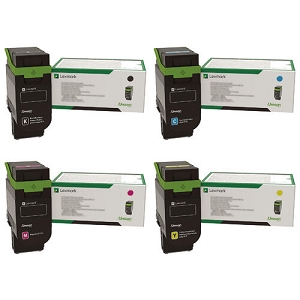 Made By Lexmark 75M1X SET 4 Pack Black, Cyan, Magenta, Yellow, Return Program Toner Cartridge Combo High Yield