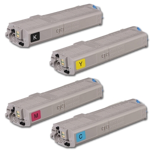 Compatible 4 Pack OKIDATA C532 / MC573 High Yield Laser Toner Cartridge Set Black Cyan Magenta Yellow