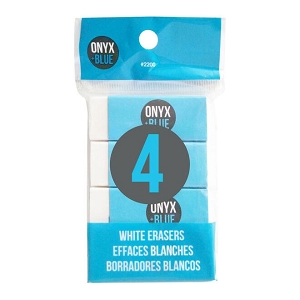 Onyx & Blue® White Erasers with Paper Sleeve, 2.1