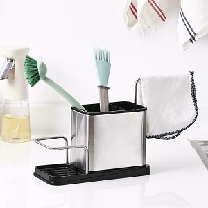 Stainless Steel Sink Caddy Kitchen Organizer with Sponge Holder - STORA™